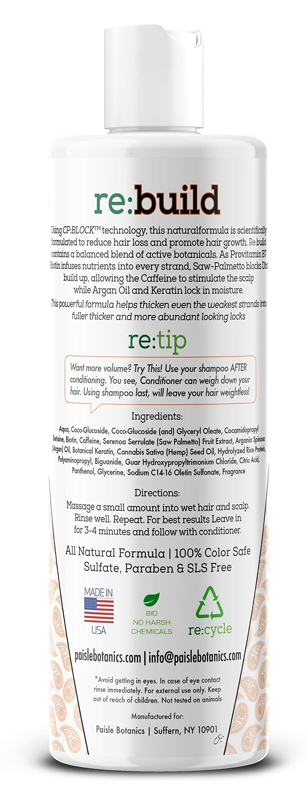 Paisle Botanics Champú Biotina para uso diario, cabello con brillo y cuerpo natural