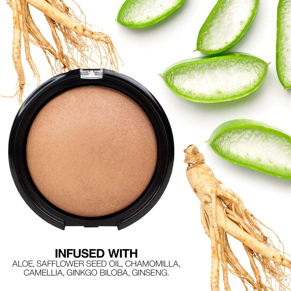 Palladio Bronceador Horneado define pómulos con contorno sutil.