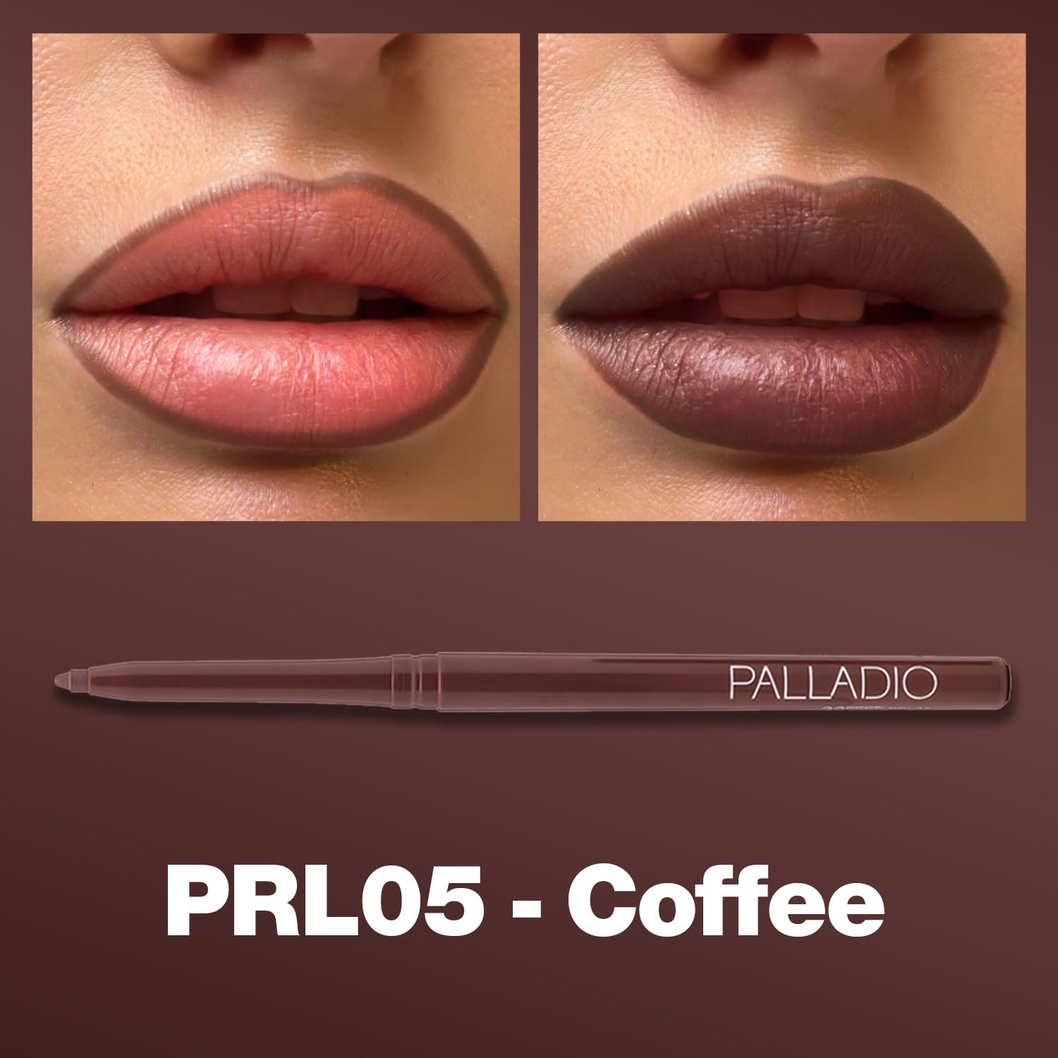 Delineador labial Palladio crema café, textura cremosa para color intenso