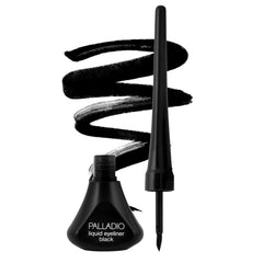 Palladio delineador líquido negro con punta fina para delineado preciso y duradero.