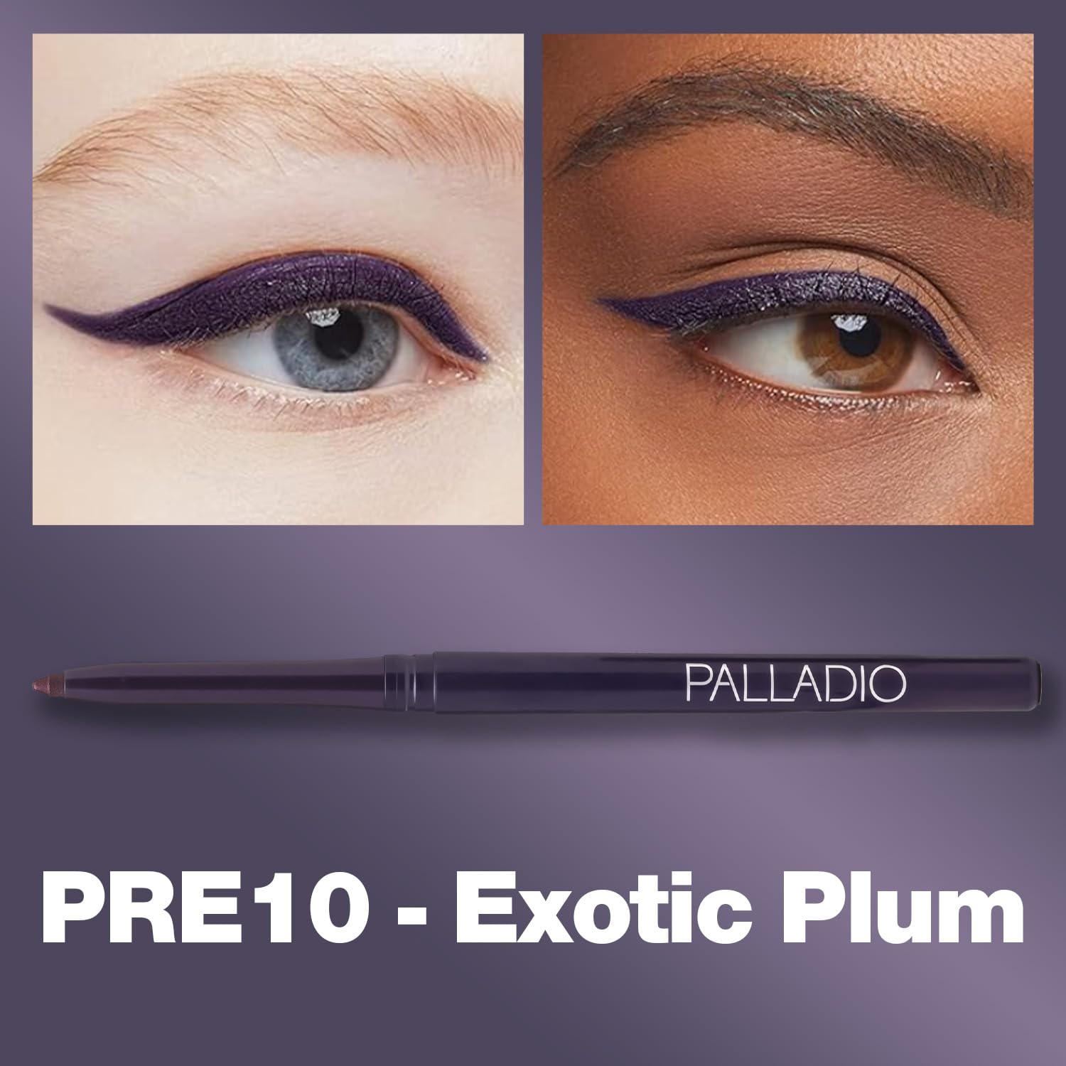 Palladio Exotic Plum, color intenso y uniforme que realza la mirada durante todo el día.