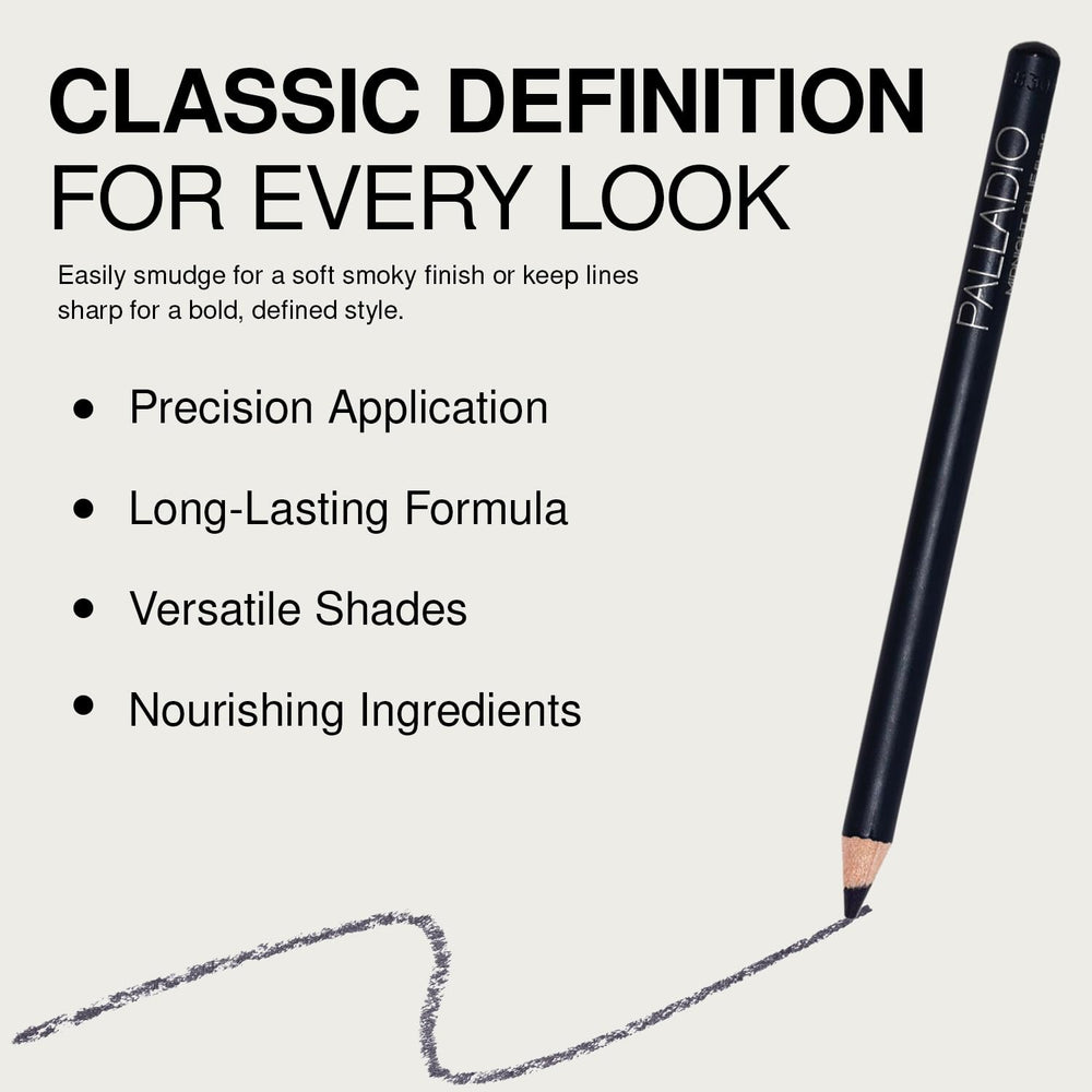 Palladio lapiz delineador de madera, fórmula libre de crueldad para una belleza responsable.