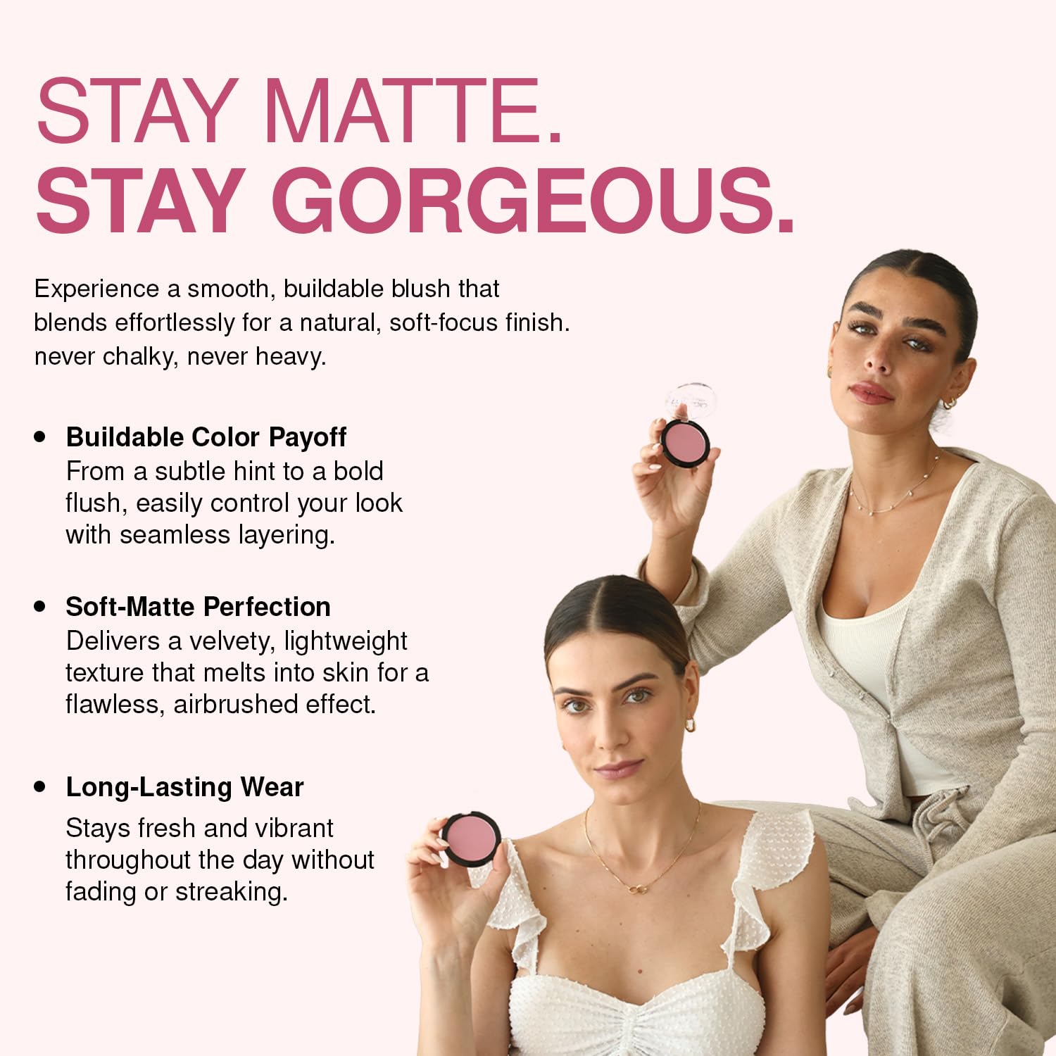 Palladio Matte Blush Berry Pink en bolso para retoques rápidos