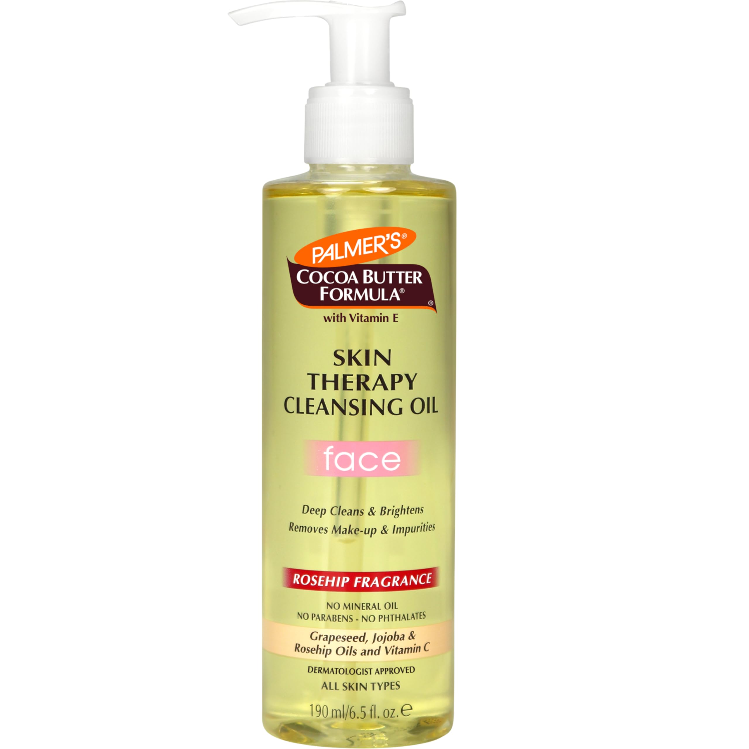 Palmer's botella de aceite limpiador facial facilita una limpieza suave y eficaz.
