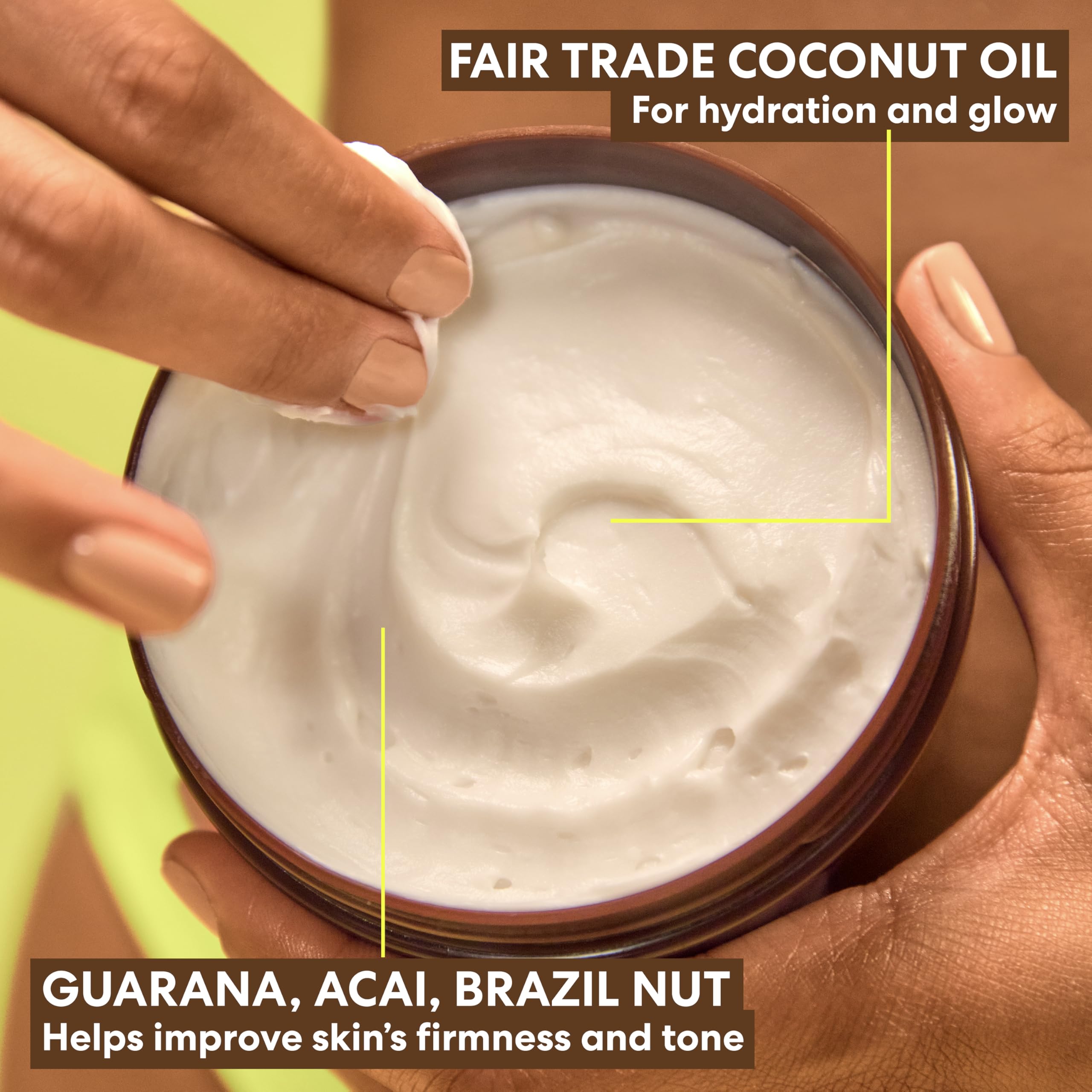 Palmer's coconut oil and vitamin E contribute to skin glow after use.