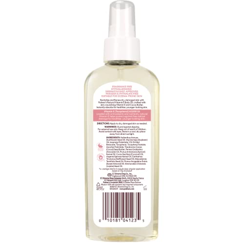 Palmer's Vitamina E Aceite Cuerpo Multiuso, ingredientes clave como cacao y botánica.