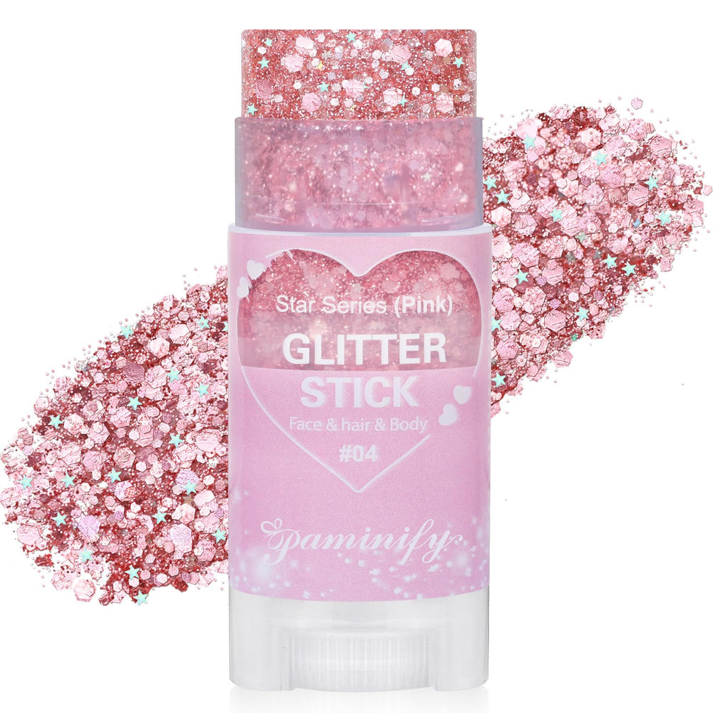 Paminify barra brillo rosa rostro, destellos intensos para look llamativo.