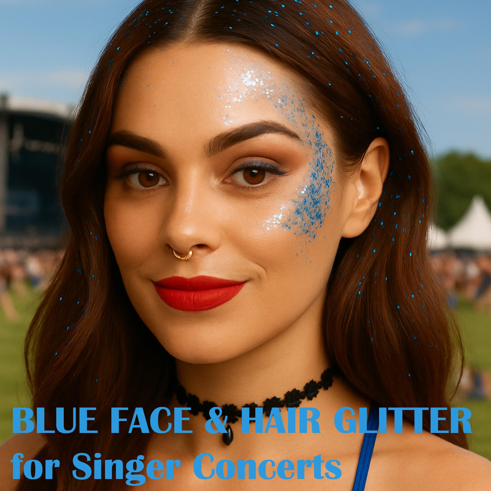Paminify barrita glitter azul para cuerpo, añade destellos duraderos.