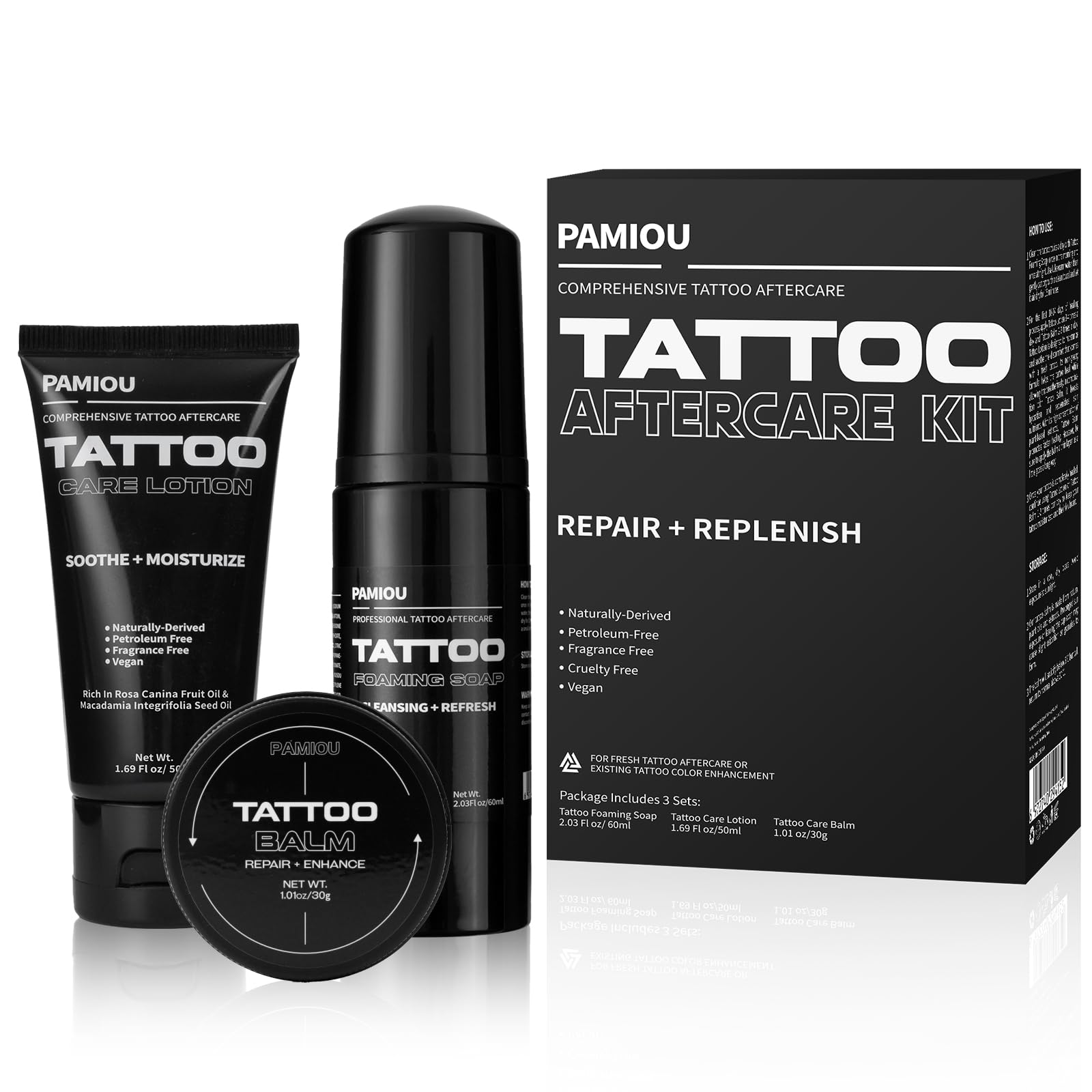 Pamiou bálsamo para tatuaje en bote ofrece hidratación profunda y brillo duradero.