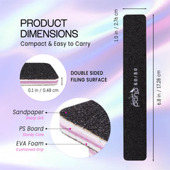 Lima emery doble cara PANA, negro 80, ideal para uñas naturales.