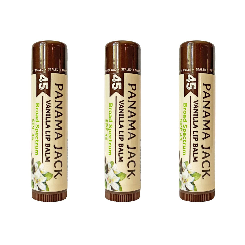 Panama Jack Balsamo labial SPF45 sabor naranja crema para hidratación suave.