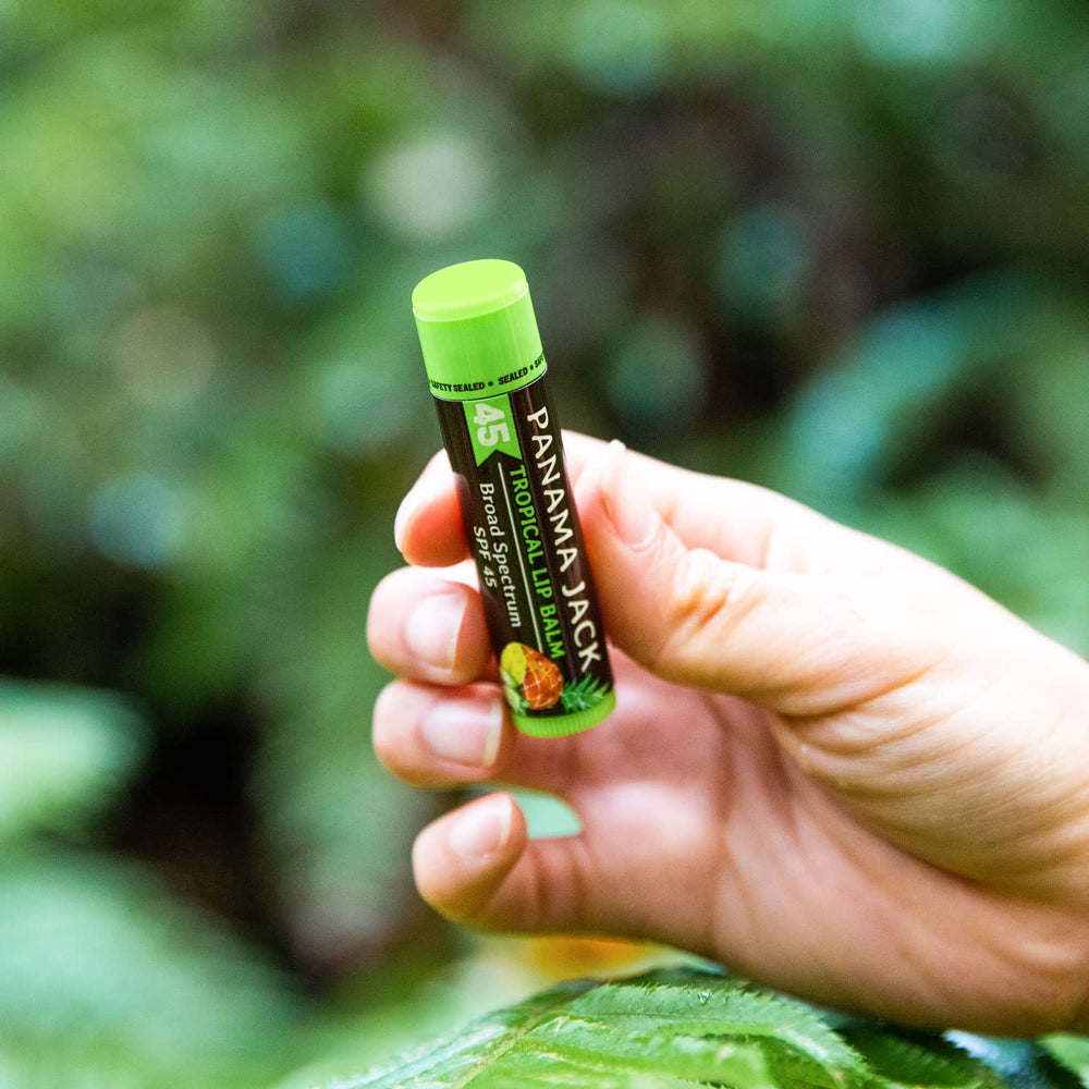 Panama Jack SPF 45 lip balm bottle-dispensing-knob enables easy, on-the-go use.