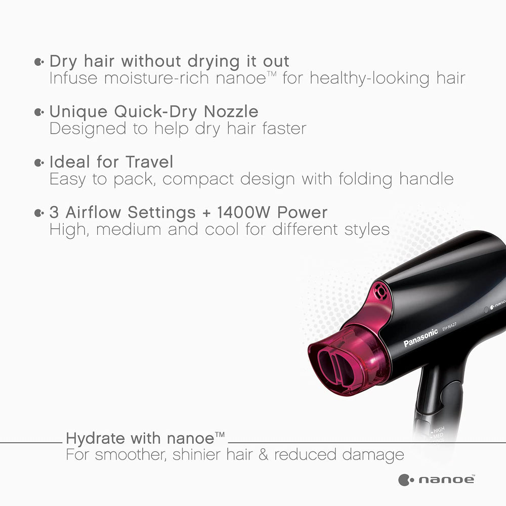 Panasonic nanoe Compact con diseño plegable para guardar fácilmente en maletas y tocadores.