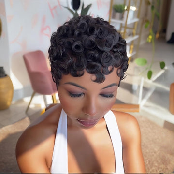 PangDongLai Peluca pelo humano natural negro, tono auténtico y versátil.