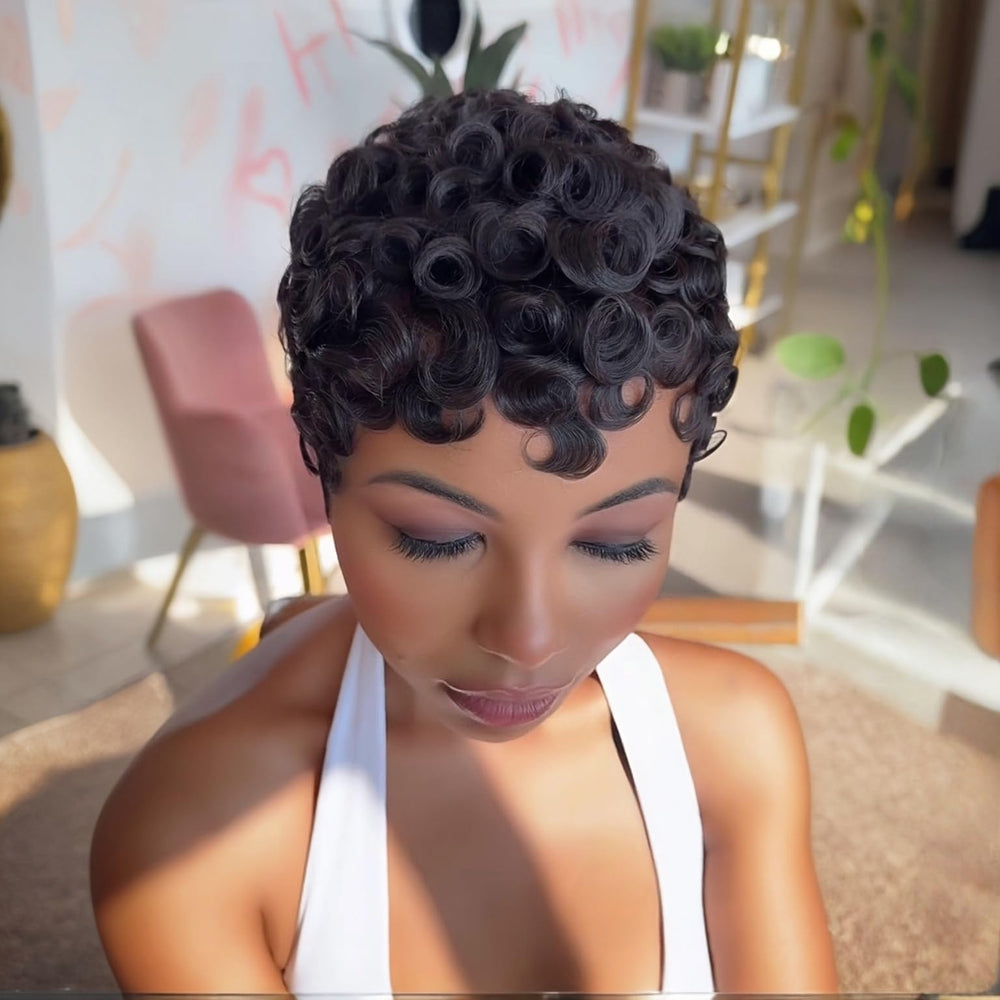PangDongLai Peluca pelo humano natural negro, tono auténtico y versátil.