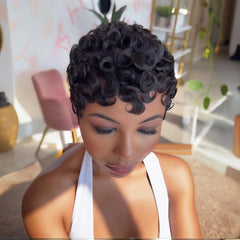 PangDongLai Peluca pelo humano natural negro, tono auténtico y versátil.