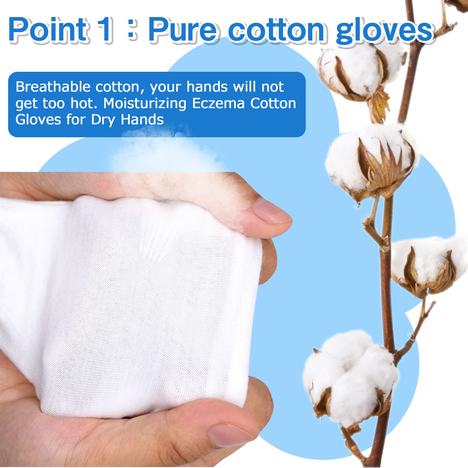Guantes de algodón reutilizables PANGTIKU, lavables y duraderos para uso diario.