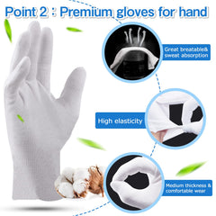 Guantes de algodón con puño elastico para tallas niño, mujer y hombre.