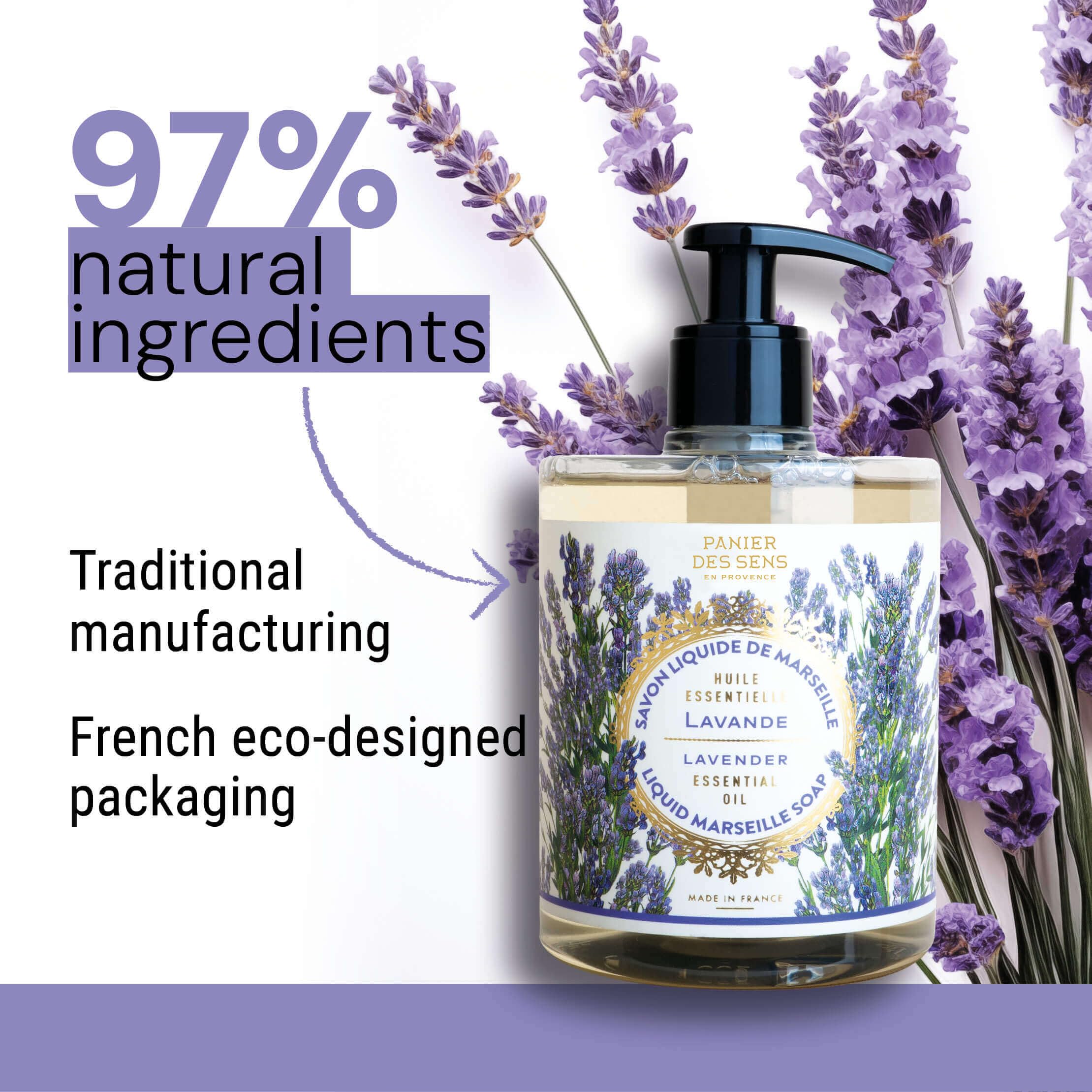 Panier des Sens Lavanda cocina y baño, uso diario con fragancia suave.