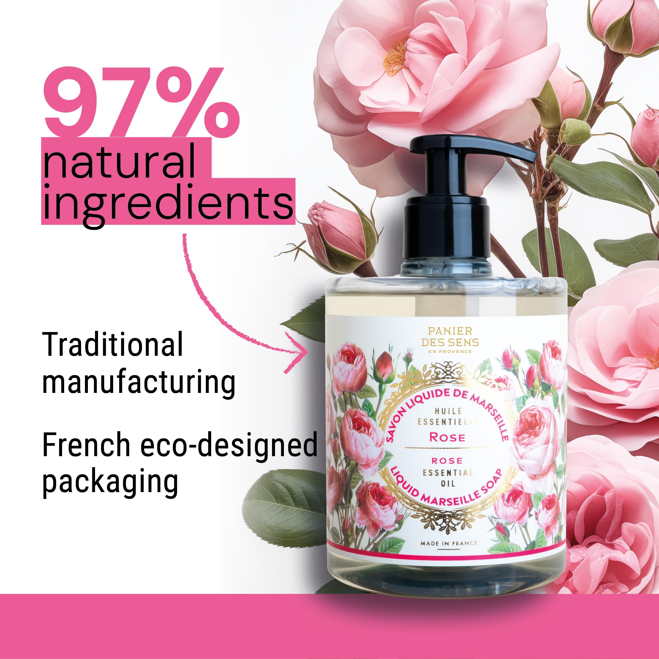 Panier des Sens Jabón Mano Rosa: envase reciclable que cuida del planeta