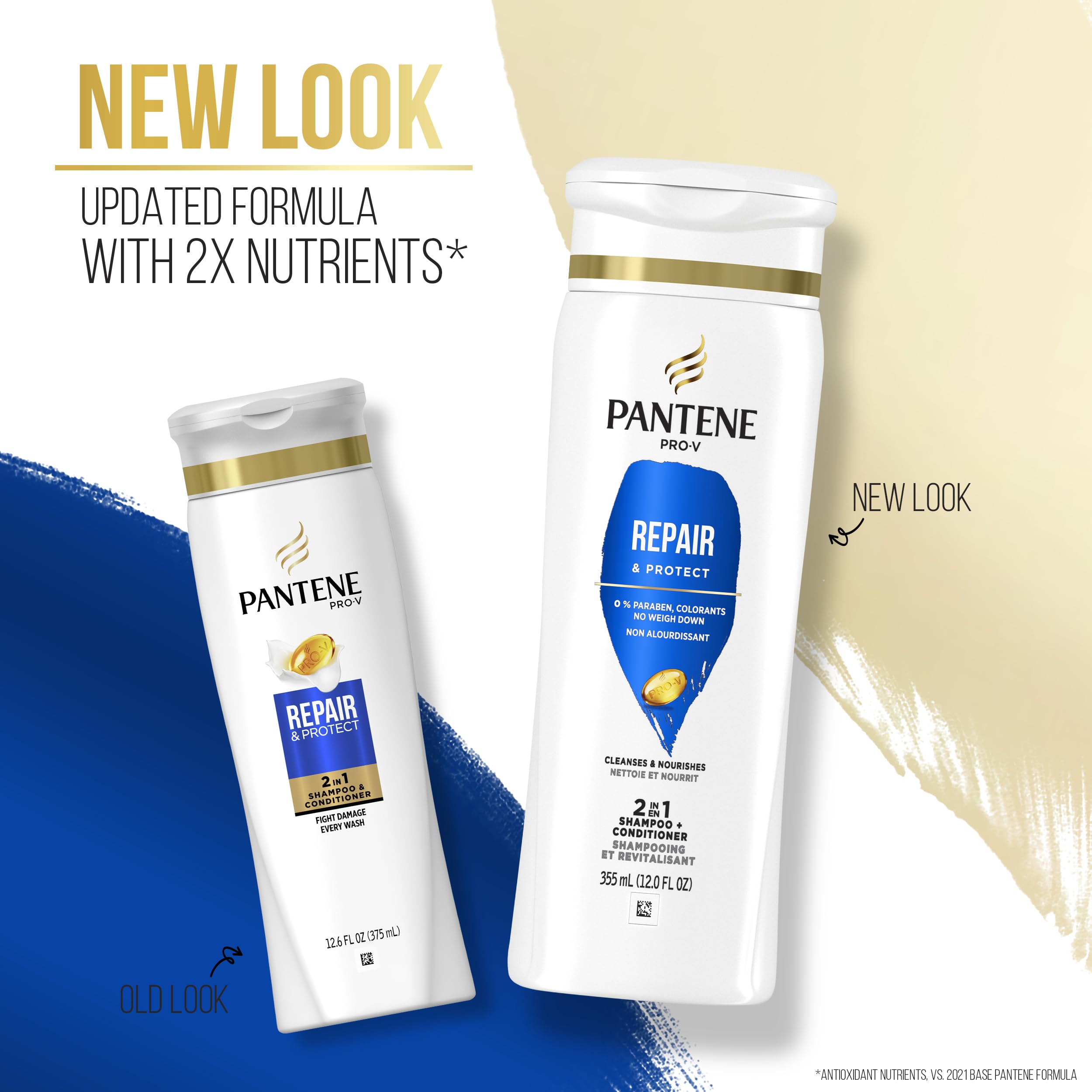 Pantene 2 en 1 cabello con brillo saludable tras lavado.