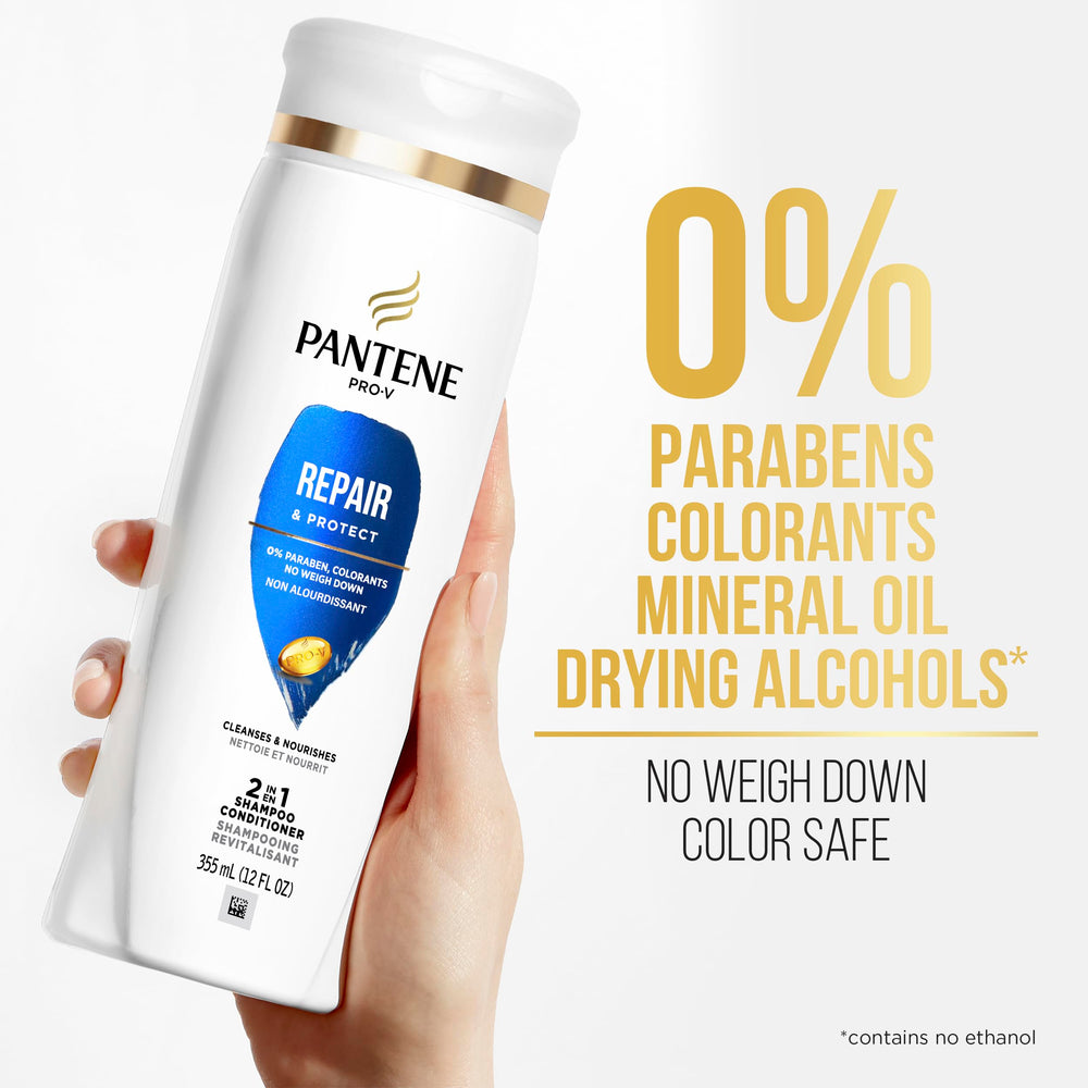 Pantene 2 en 1 desenredado fácil para peinado rápido.