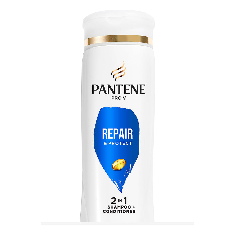 Pantene 2 en 1 reparando y protegiendo, botella visible para uso diario.