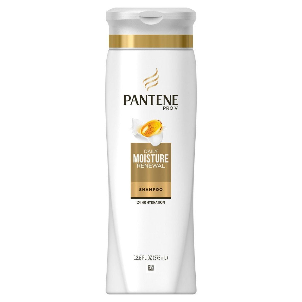 Pantene Daily Moisture Renewal bottle for daily cleansing leaves hair soft and manageable.