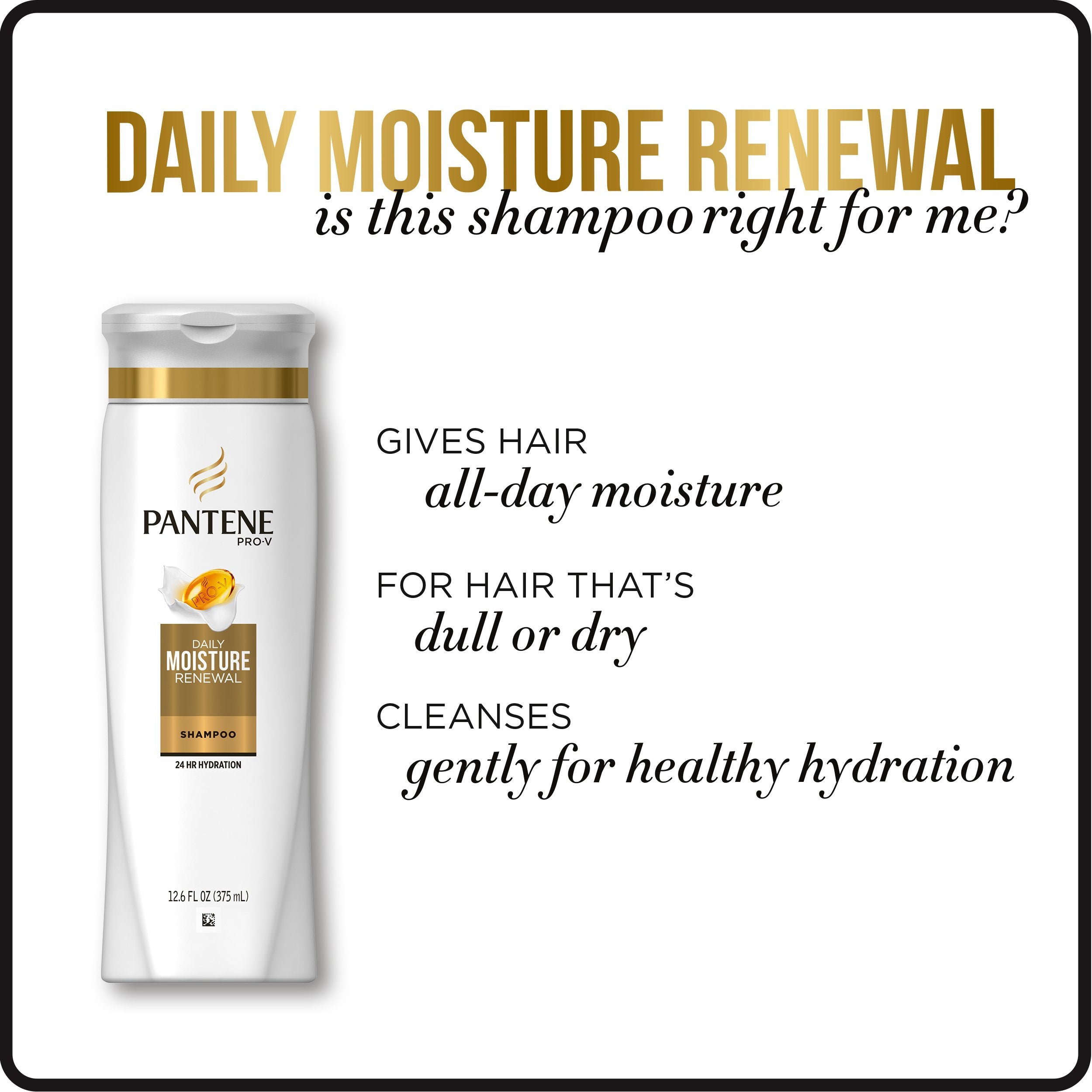 Pantene soin renforçant: protéines et hydratation pour tous types.
