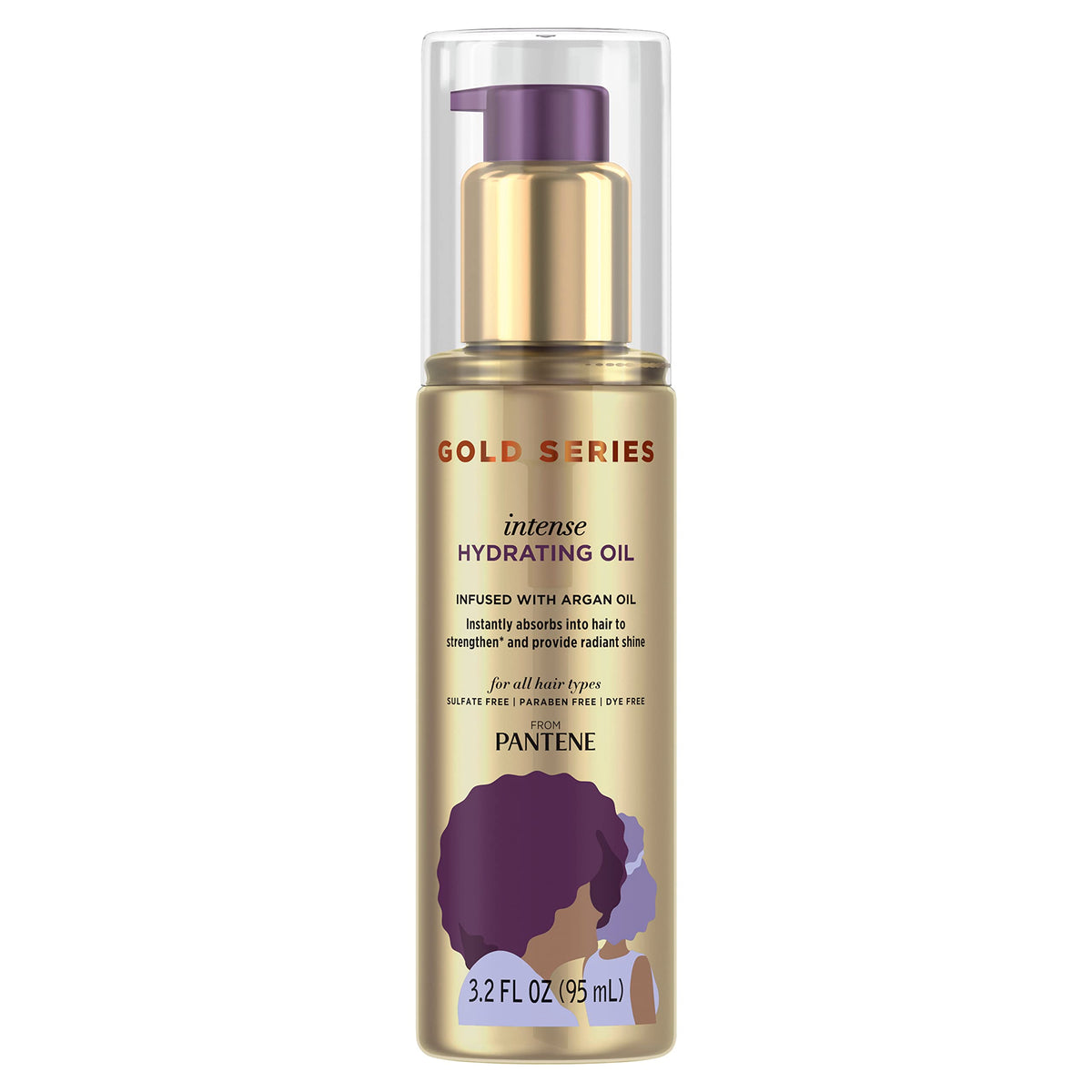 Pantene Gold Series aceite hidratante, botella de cuidado para brillo y suavidad.