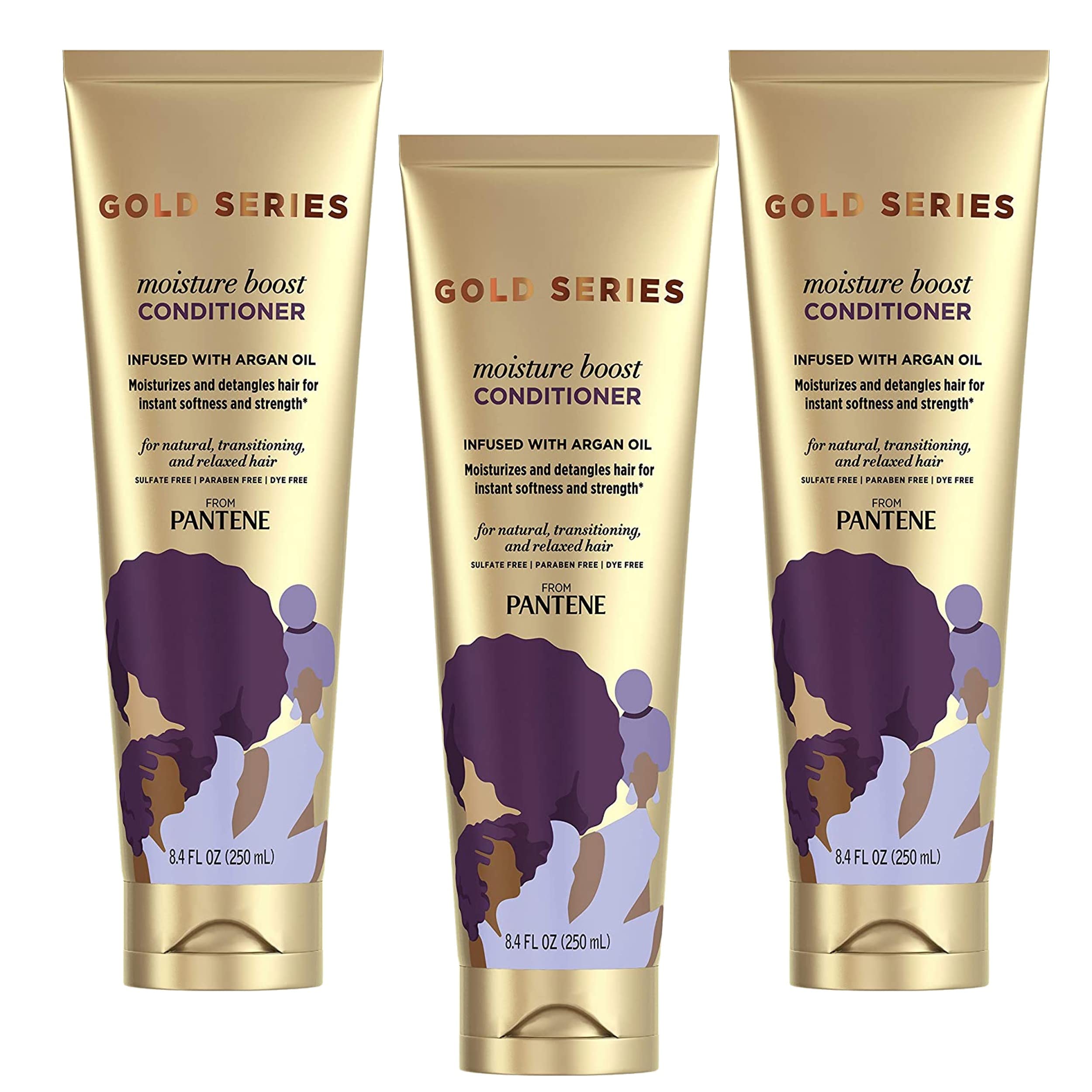 Pantene Gold Series, acondicionador Humectación Boost, bote visible para hidratación del cabello.