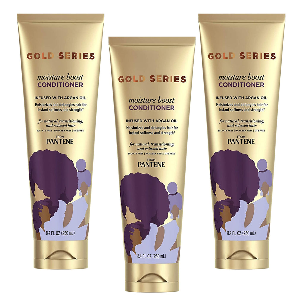 Pantene Gold Series, acondicionador Humectación Boost, bote visible para hidratación del cabello.