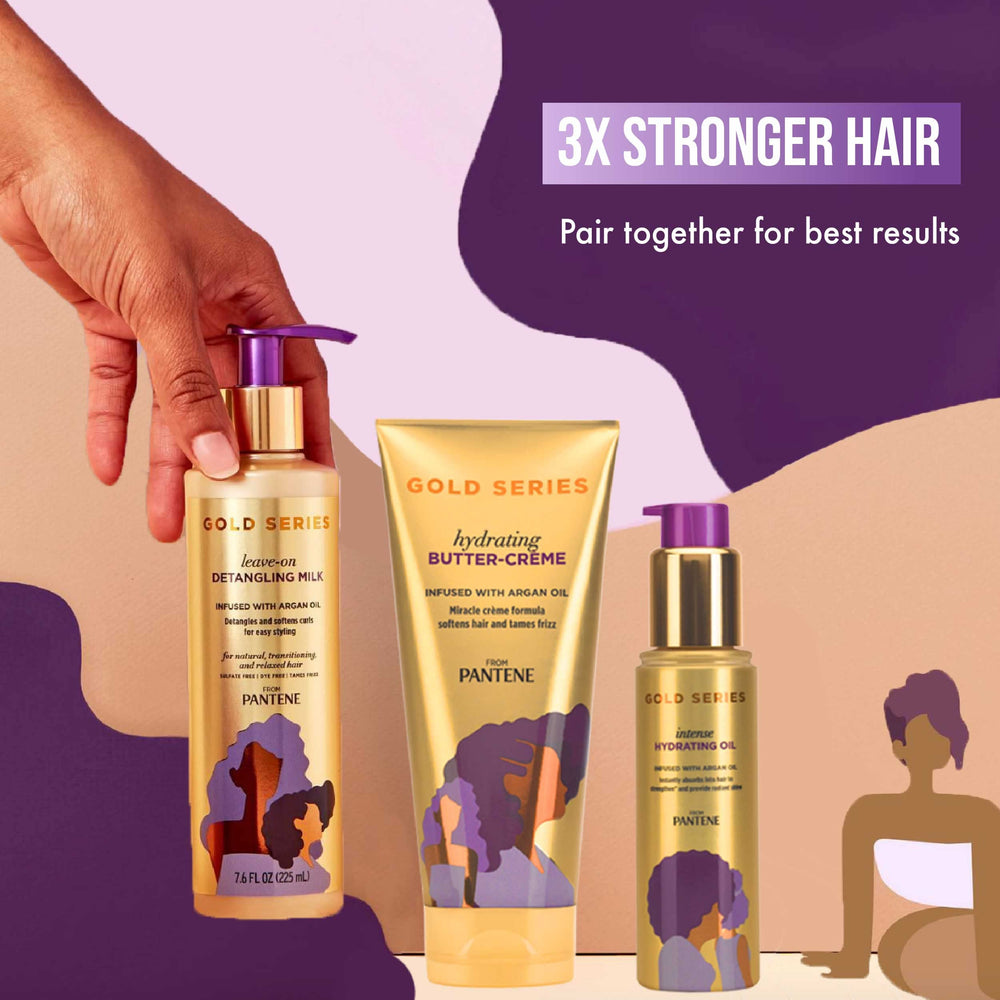 Pantene Gold Series envase dorado que transmite lujo y cuidado diario.