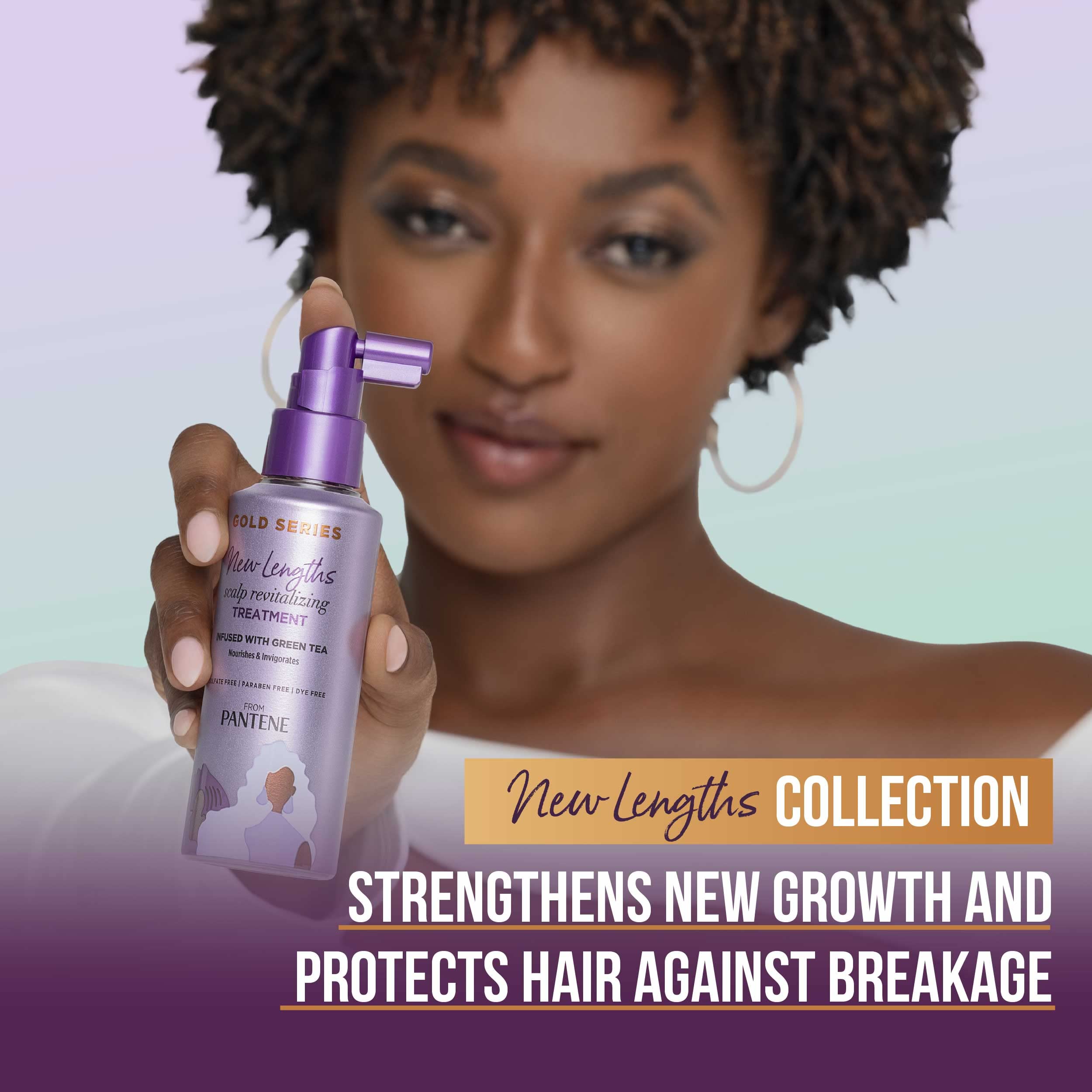 Pantene Gold Series Nuevas Longitudes: envase bote de 4.2 oz para uso diario.