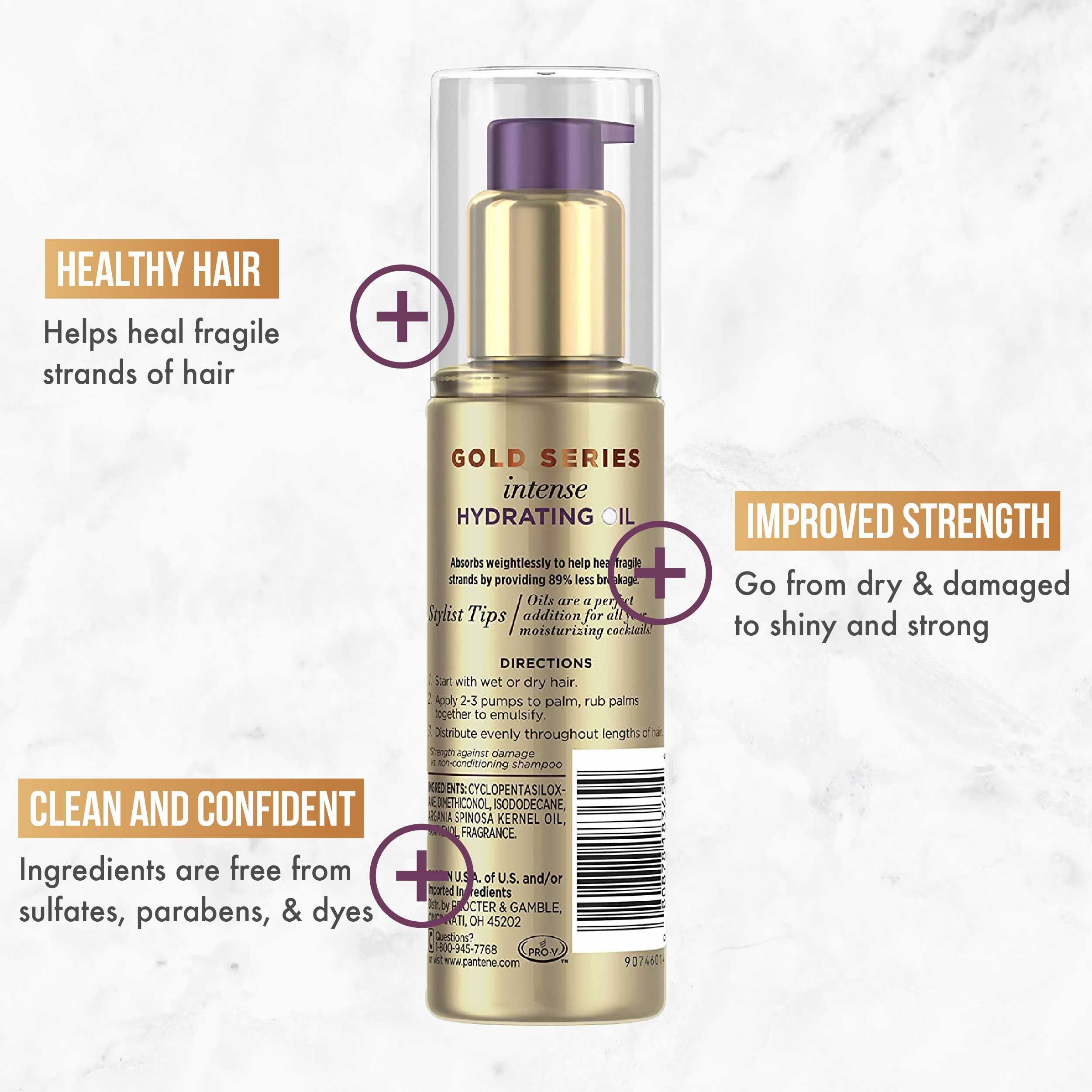 Pantene Gold Series textura suave que aporta brillo al cabello.