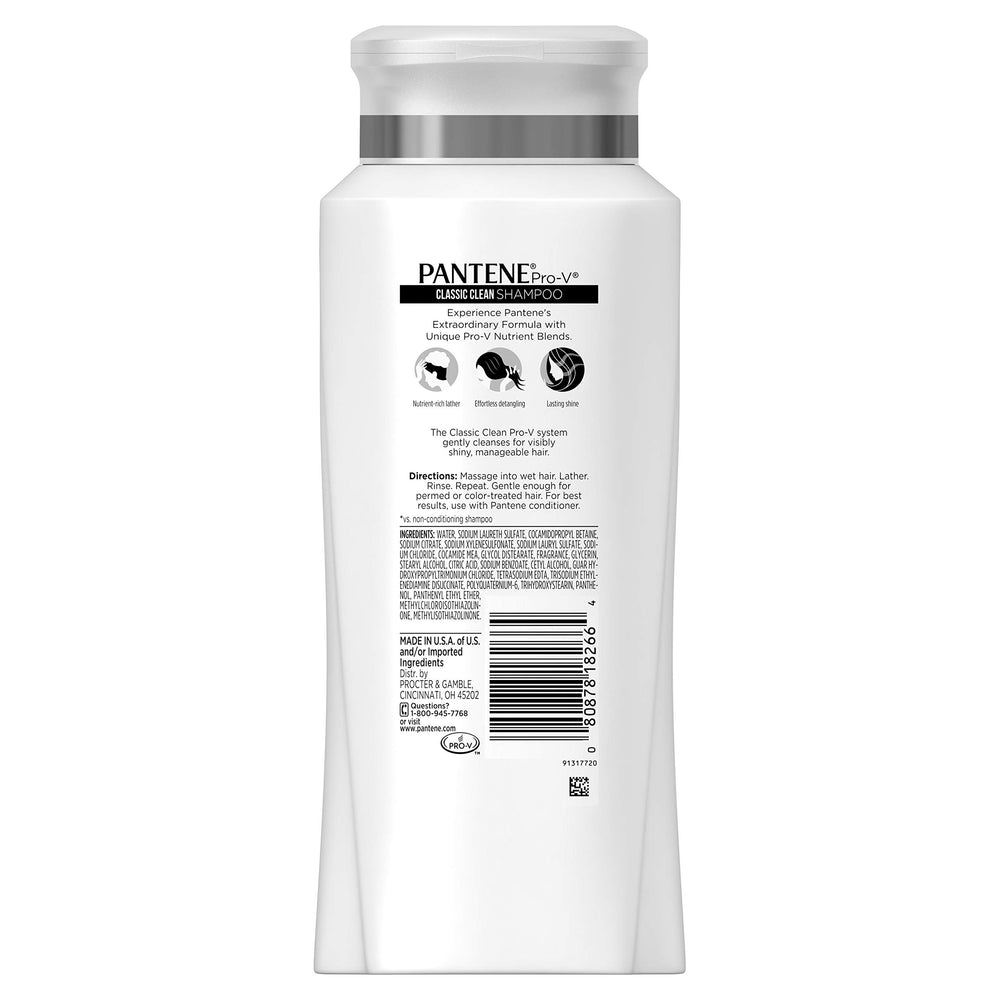 Pantene Pro-V Classic Clean, etiqueta visible, ayuda a dejar cabello con brillo.