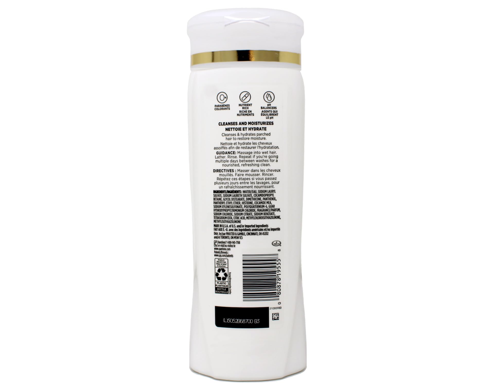 Pantene Pro-V Daily Moisture Renewal 2 en 1, espuma densa para lavado suave.