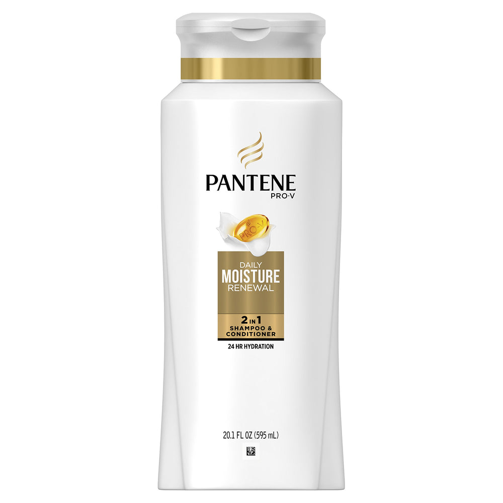 Pantene Pro-V Daily Moisture Renewal, botella vertido, con beneficio de limpieza suave.