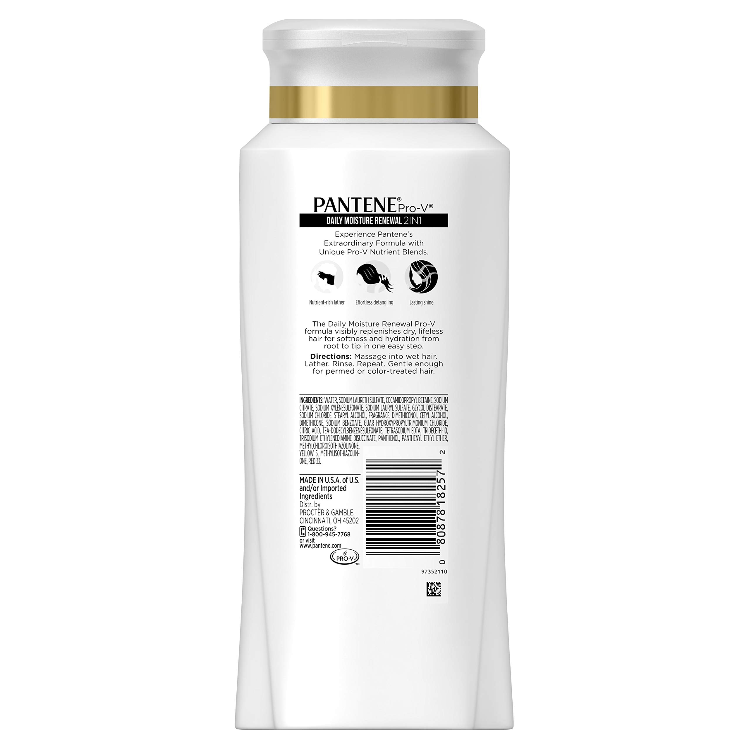 Pantene Pro-V Daily Moisture Renewal, ducha húmeda, hidratación constante sugerida.