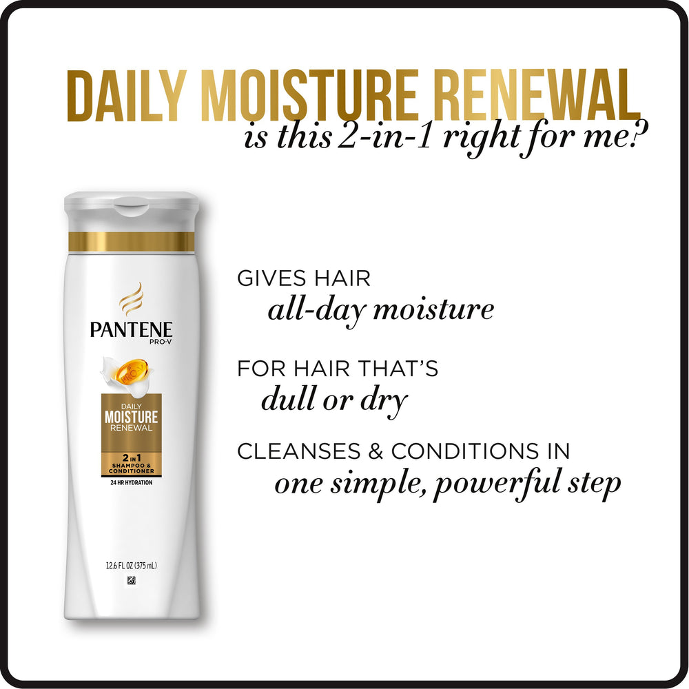 Pantene Pro-V Daily Moisture Renewal, textura crema, muestra nutrición suave para el cabello.