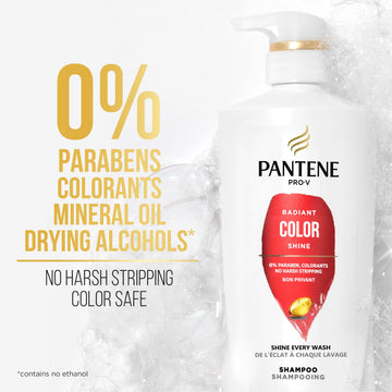 Pantene PRO-V Radiant Color Shine, cabello teñido con color vivo bajo la luz.