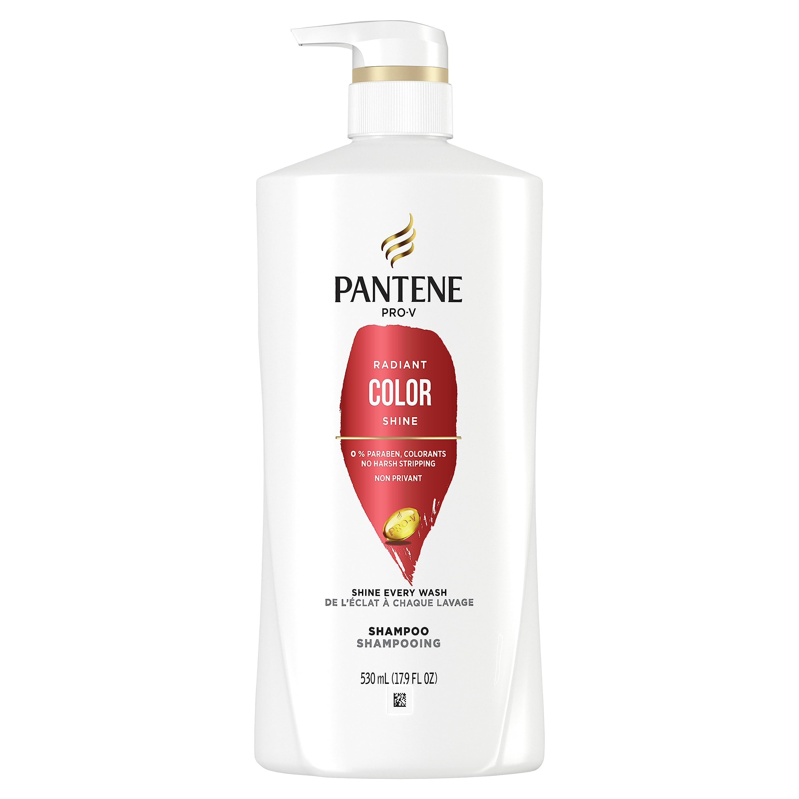 Pantene PRO-V Radiant Color Shine, vertido de champú para limpieza suave sin perder color.