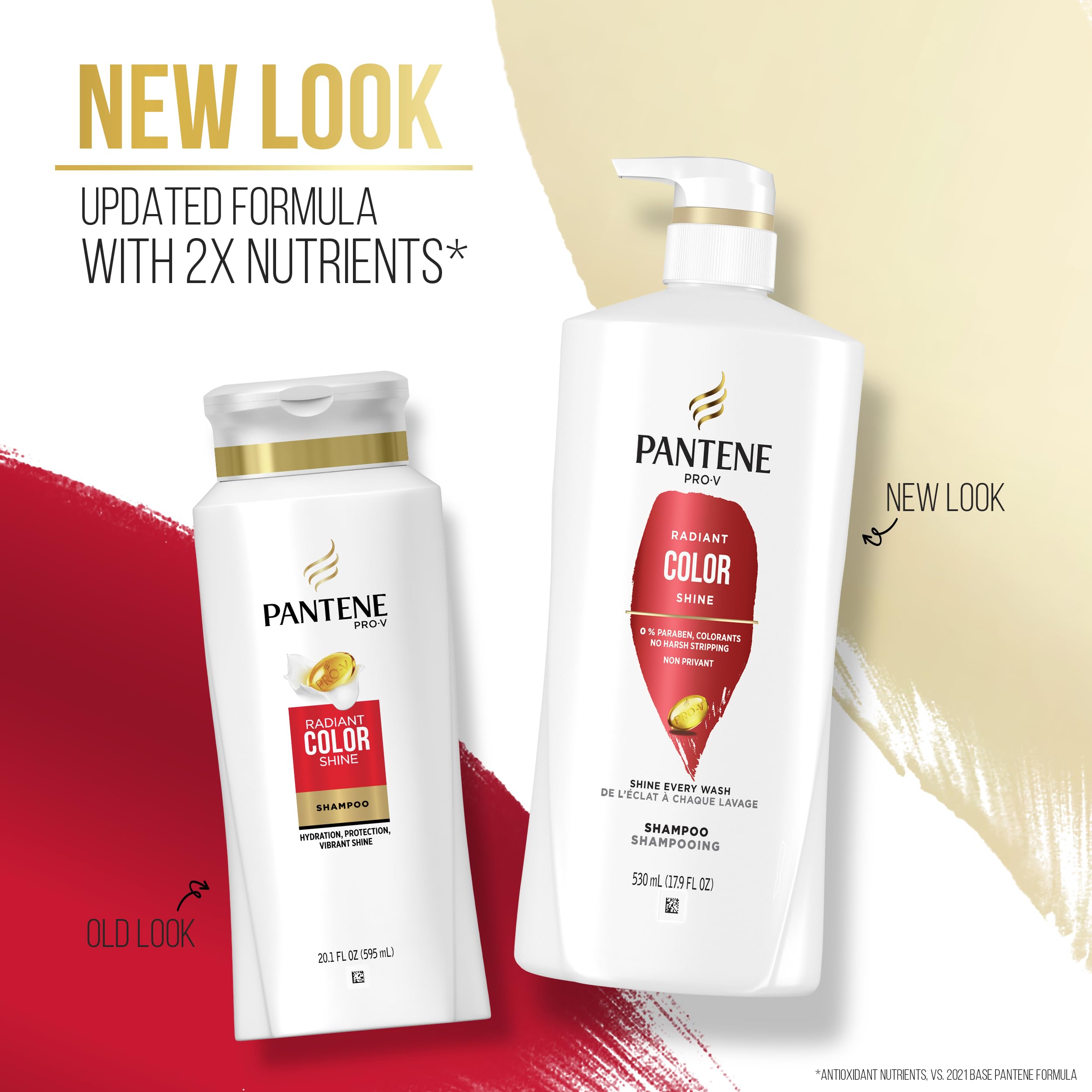 Pantene PRO-V Radiant Color Shine, espuma cremosa en cabello mojado, inicio de brillo.