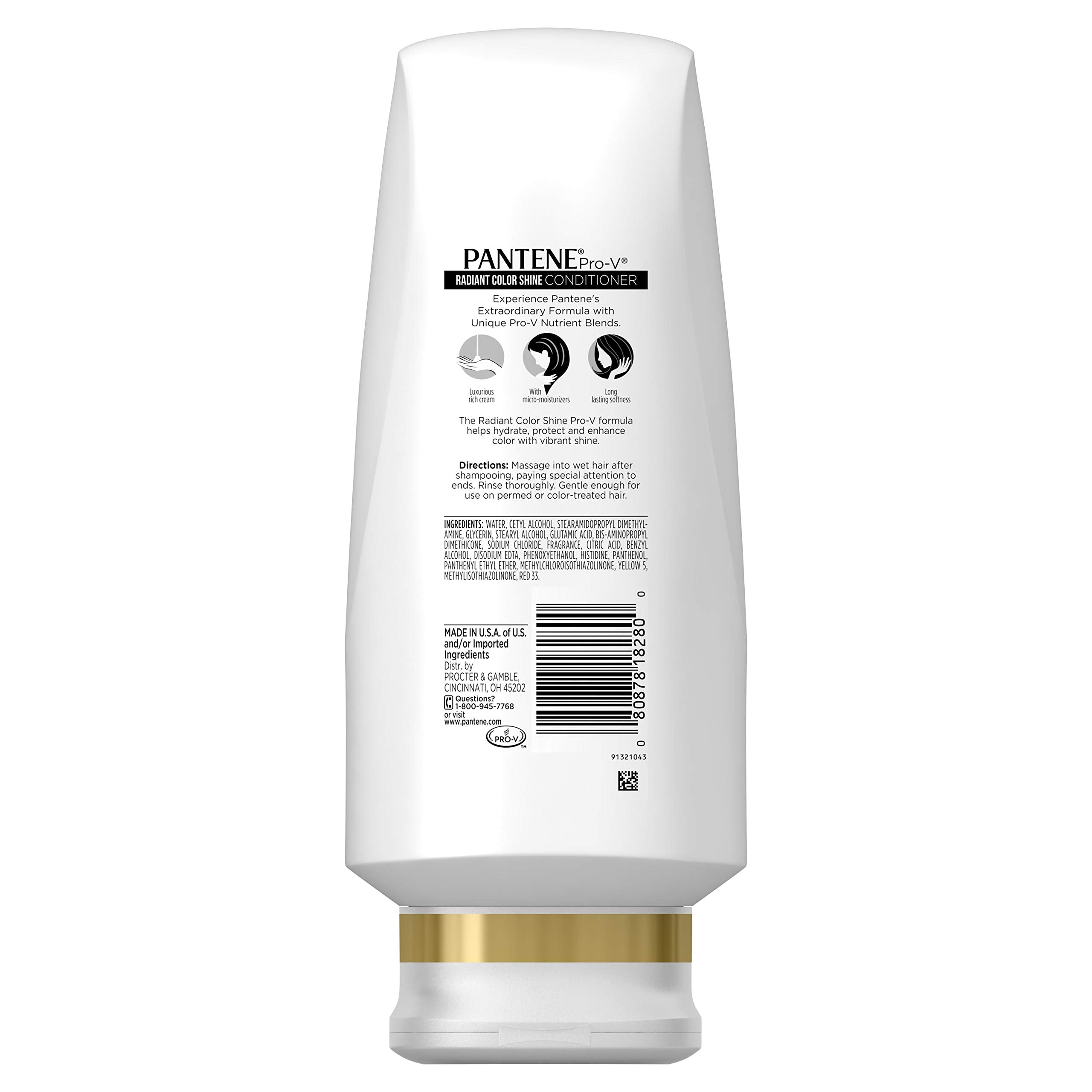 Pantene Pro-V Radiant Color Shine, textura cremosa ideal para cabello teñido y brillo.