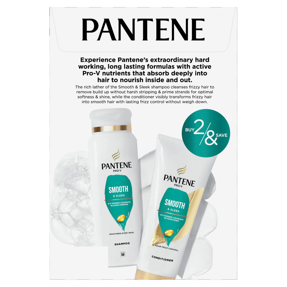 Pantene Pro-V Smooth etiqueta información, guía clara para la rutina diaria.