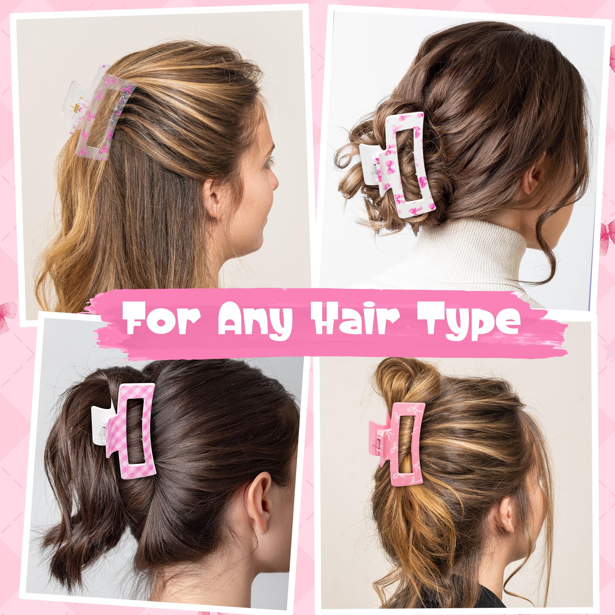 PANTIDE clip de pelo coquette rosa lazo, ideal para cabello corto