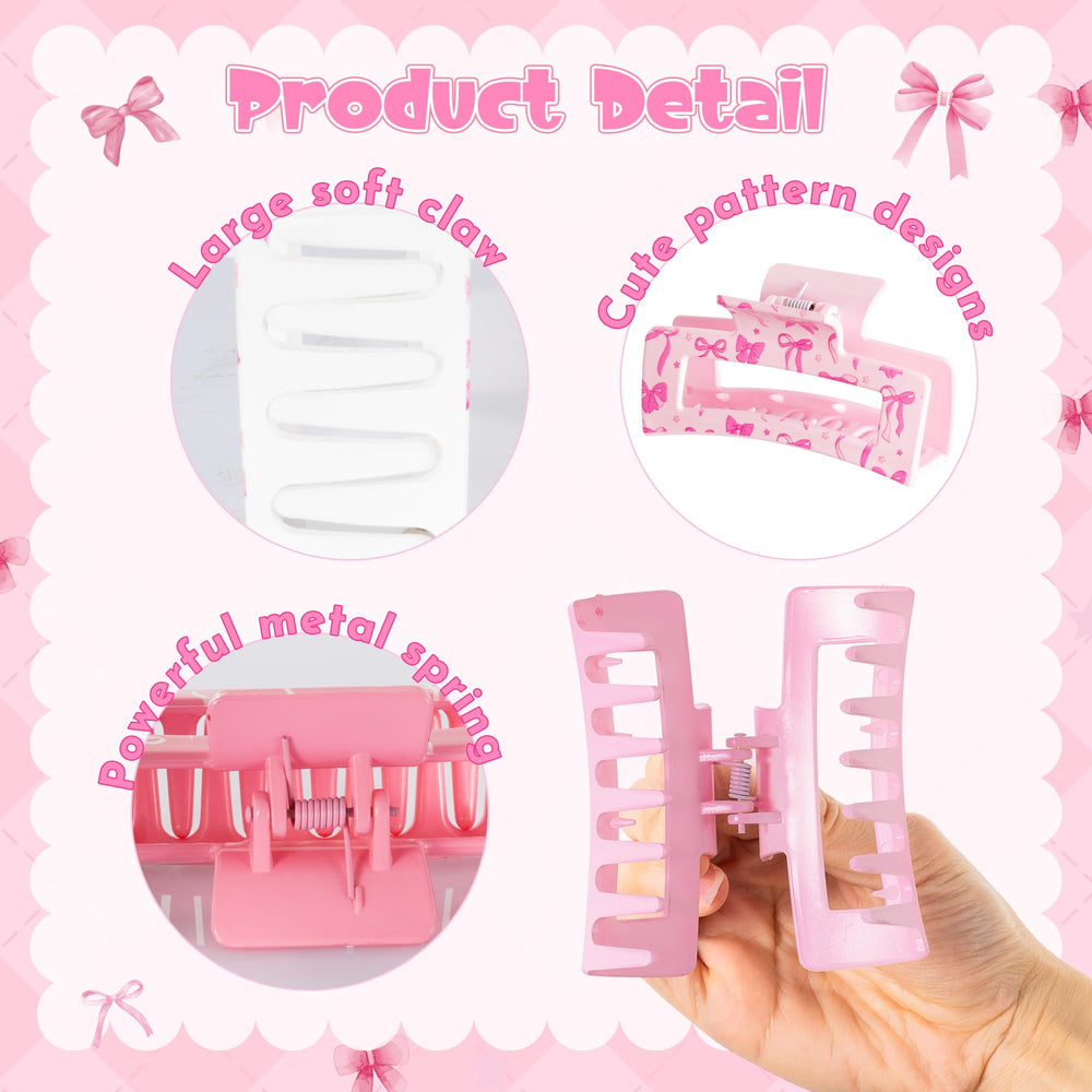 PANTIDE clip pelo coquette rosa lazo, ideal para uso diario y maquillaje