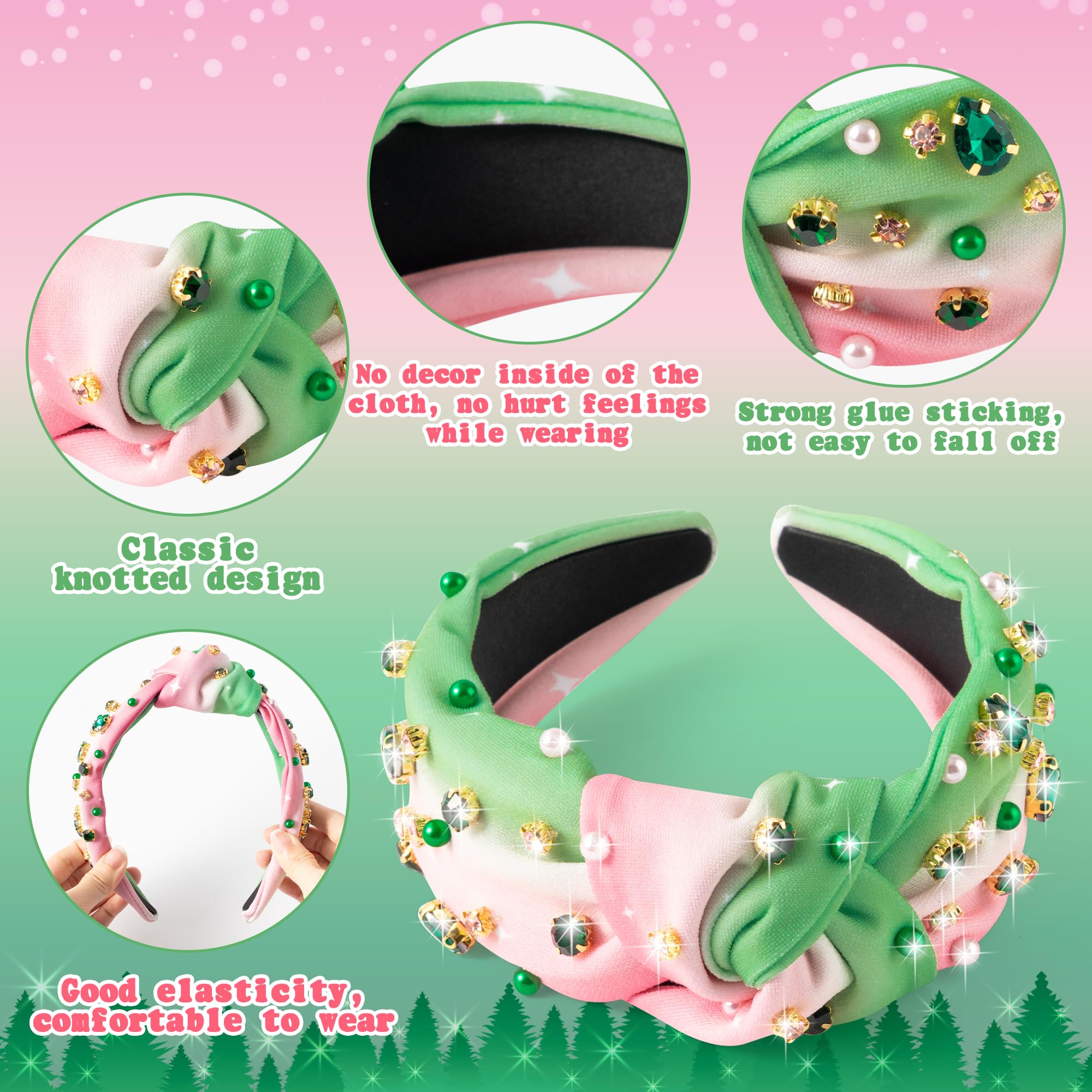 Pantide diadema detalle cristales verdes para maquillaje y peinado.