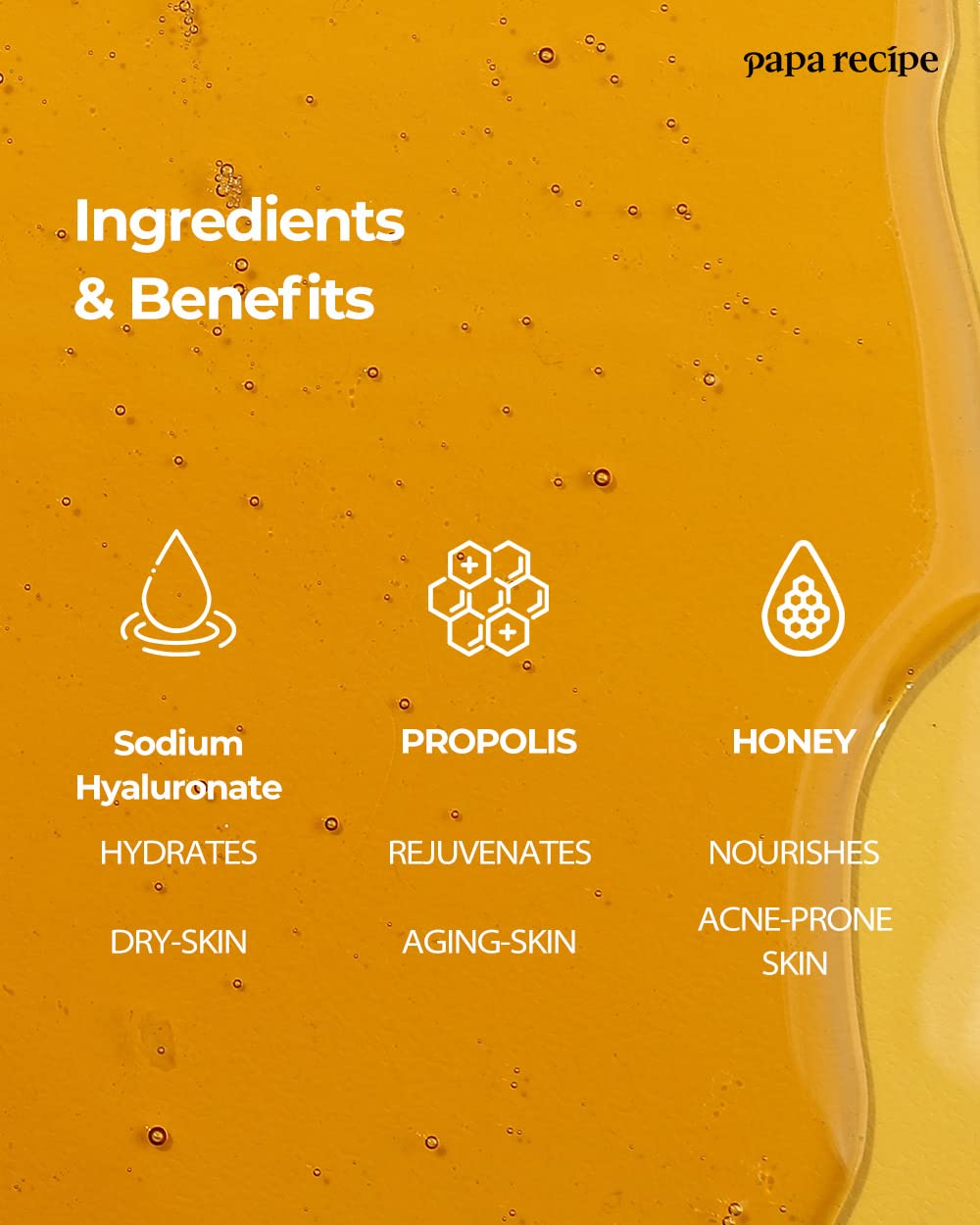 Extracto de propóleo en la mascarilla de Papa Recipe Bombee para nutrir la piel