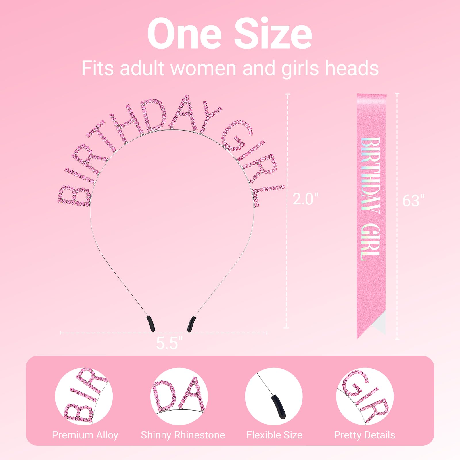 Papoopy lazo de cumpleaños rosa satinada ideal para lucir